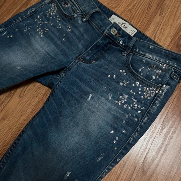 Y2K Artsy Glam Bedazzled Hollister Skinny Jeans 27” X 31” - Picture 3 of 3